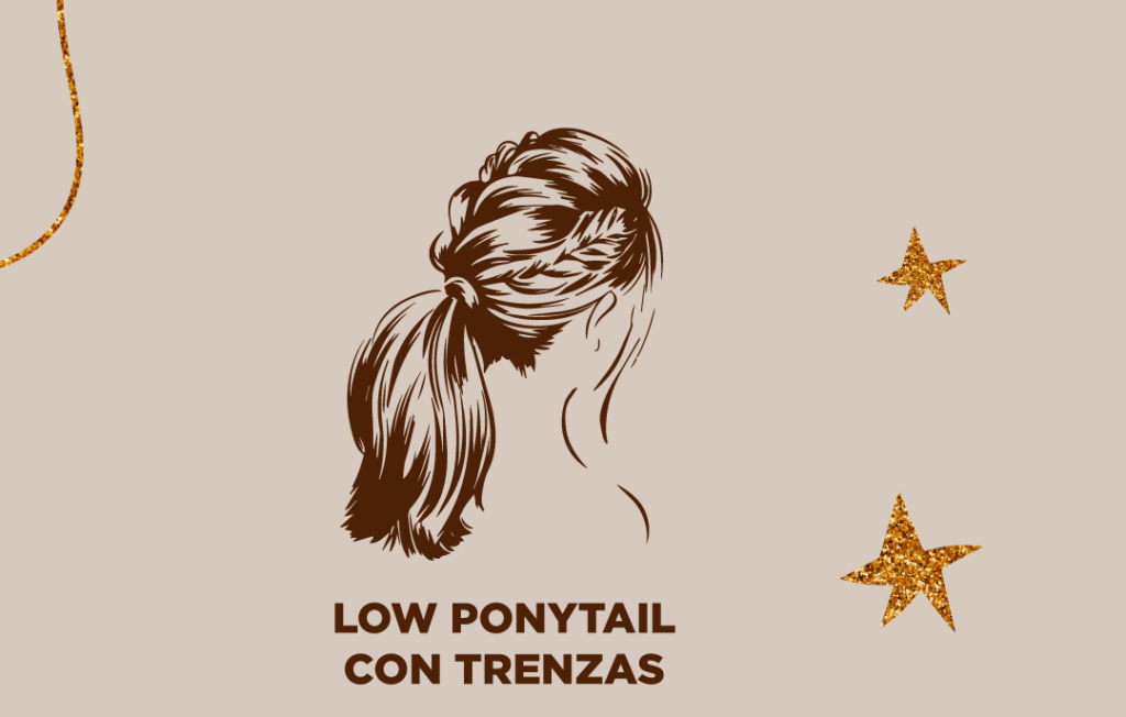 low ponytail con trenzas