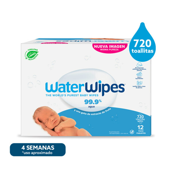 TOALLAS HÚMEDAS WATERWIPES X 720 UND BIODEGRADABLES (12x60)