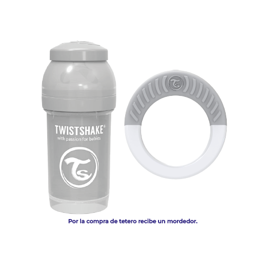 Combo tetero anticolico+Mordedor Gris 1 Combo tetero anticolico+Mordedor Gris